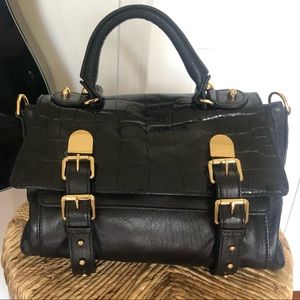 CC Skye Upper East Side Satchel in Black Croco
